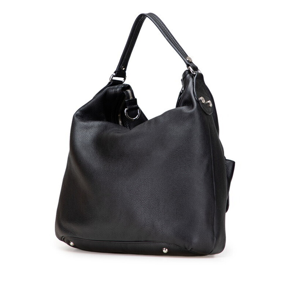 Gucci bag black leather shoulder G grained Hobo